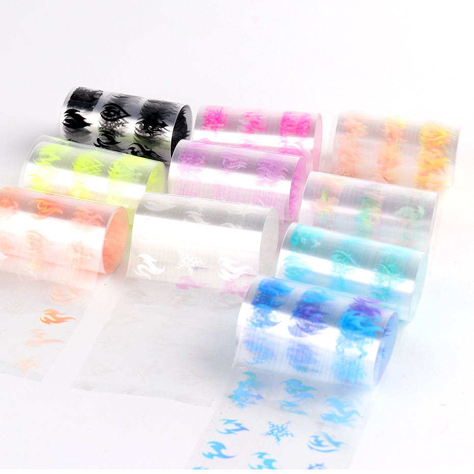 2021 New Fluorescent Flame Design Nail Transfer foil Sticker