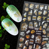 F654-F661 Gold And White Color Summer 3D Nail Sticker 