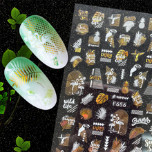 F654-F661 Gold And White Color Summer 3D Nail Sticker 