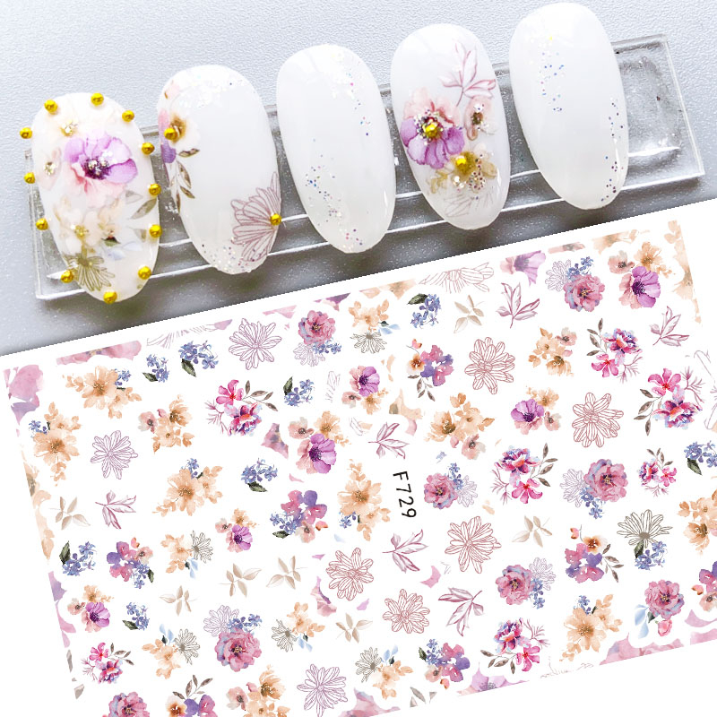 F729 Flower Self-adhesive Nail Sticker 2021 New