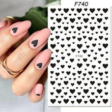 F740 Heart Black White Color Self-adhesive Nail Sticker 2021 New
