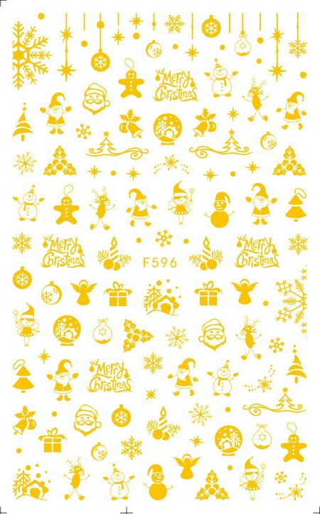 F596 The Hallowmas Gold Silver 2 colors 3D Self Adhesive Nail Art Sticker