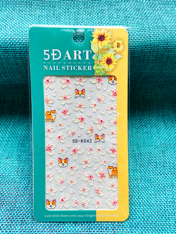 5D Embossed Spring Flower Nail Sticker