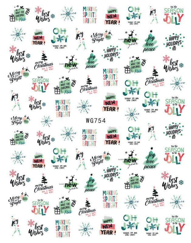 WG747-756 Christmas Snowflake New Year Nail Sticker