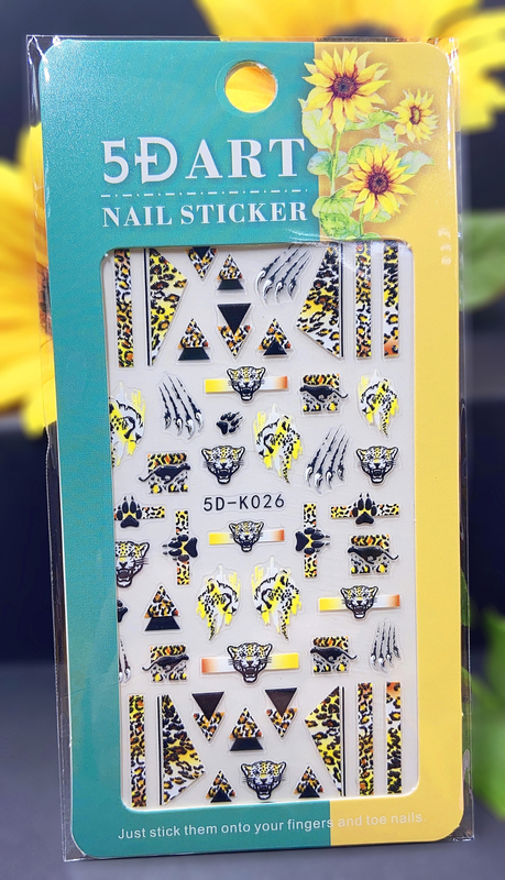 5D Embossed leopard Nail sticker