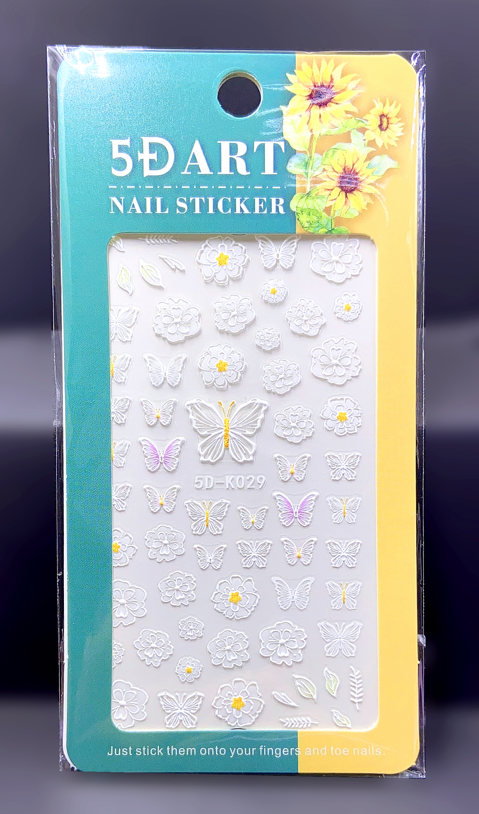 5D Embossed Spring Sumber Butterfly Leaf Flower Nail sticker