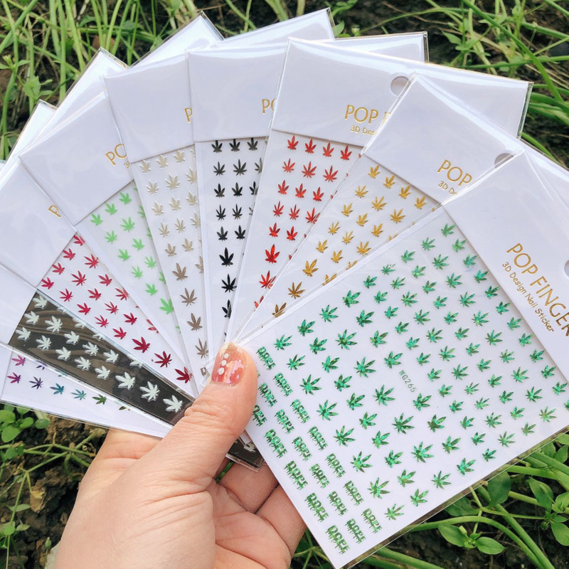 WG265 Ultha-thin Different Color Leaves Adhesive Nail 3D Sticker