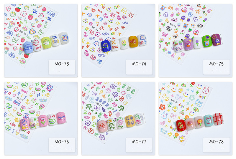 Summer Cartoon Colorful Adhesive Nail Stickers