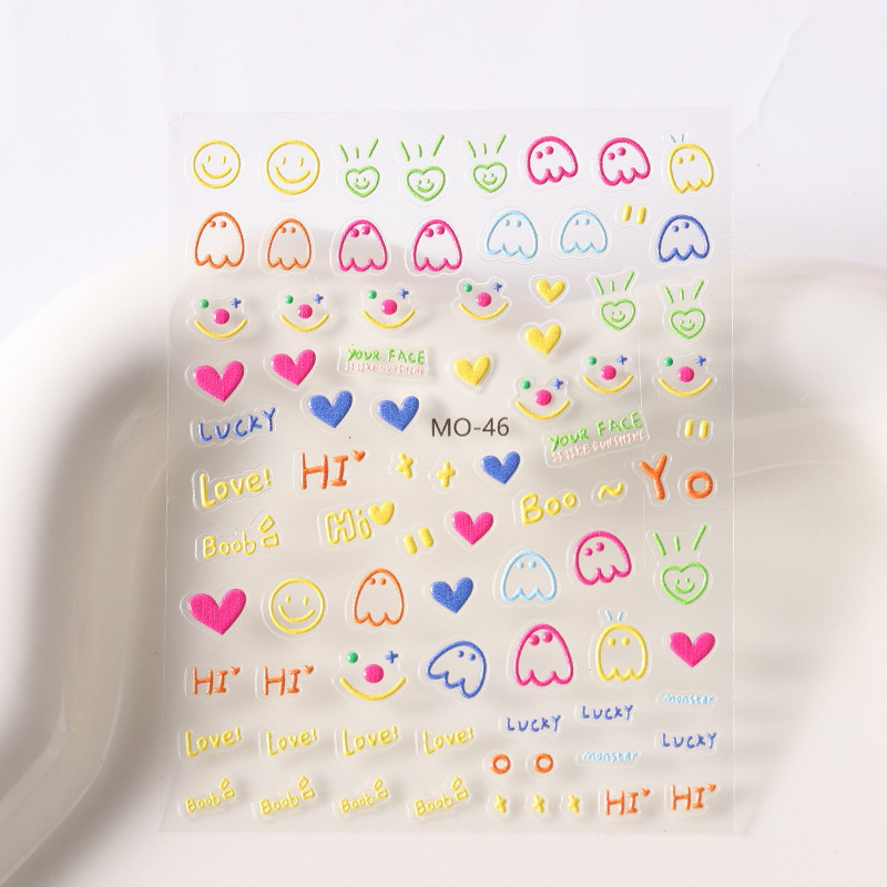 Candy Color Heart Embossed Nail Sticker