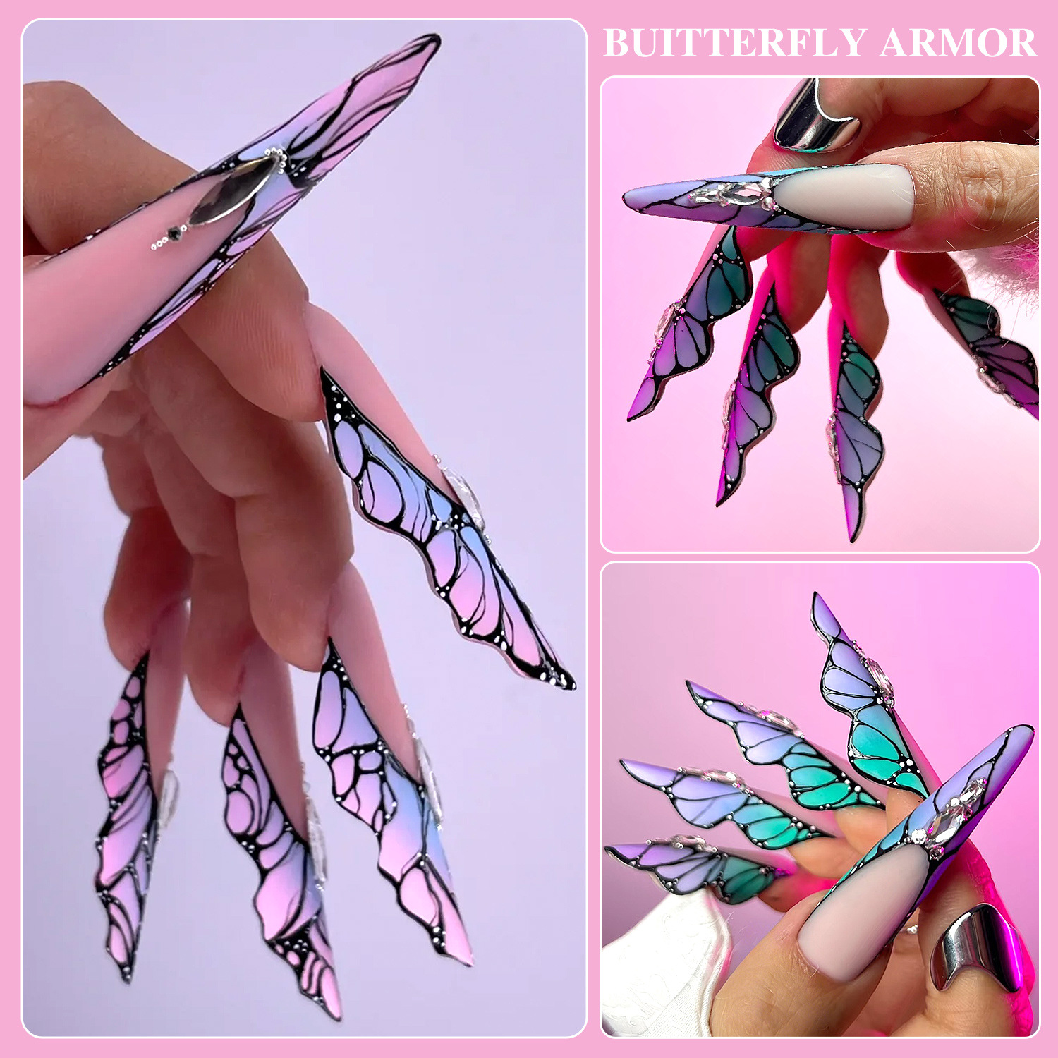 150pcs/box Acrylic Nail Form Butterfly Shape Nail Armor Nail Extension Tip