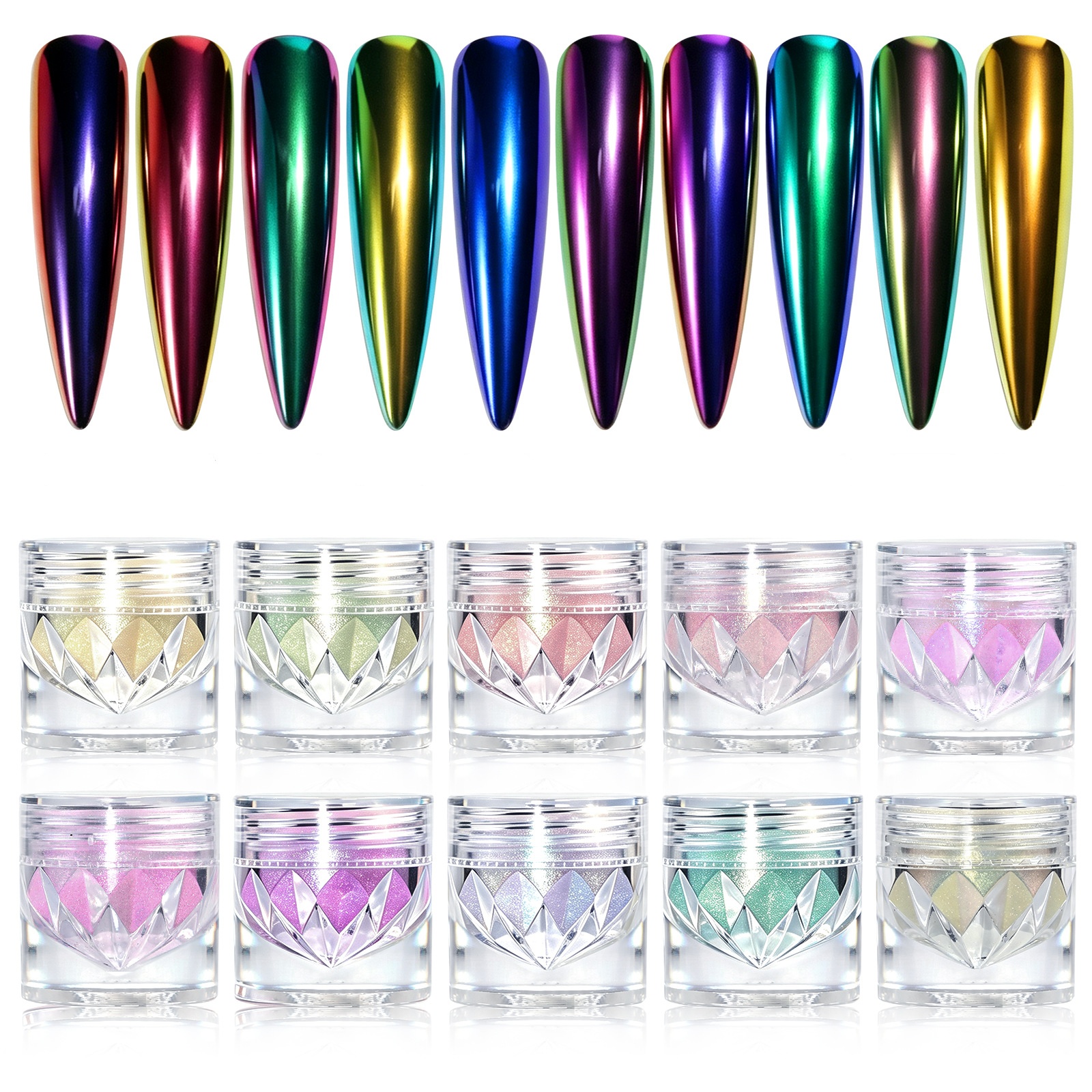 New Macaron Chameleon Aurora Colorful Neon Powder Fairy Nails Powder