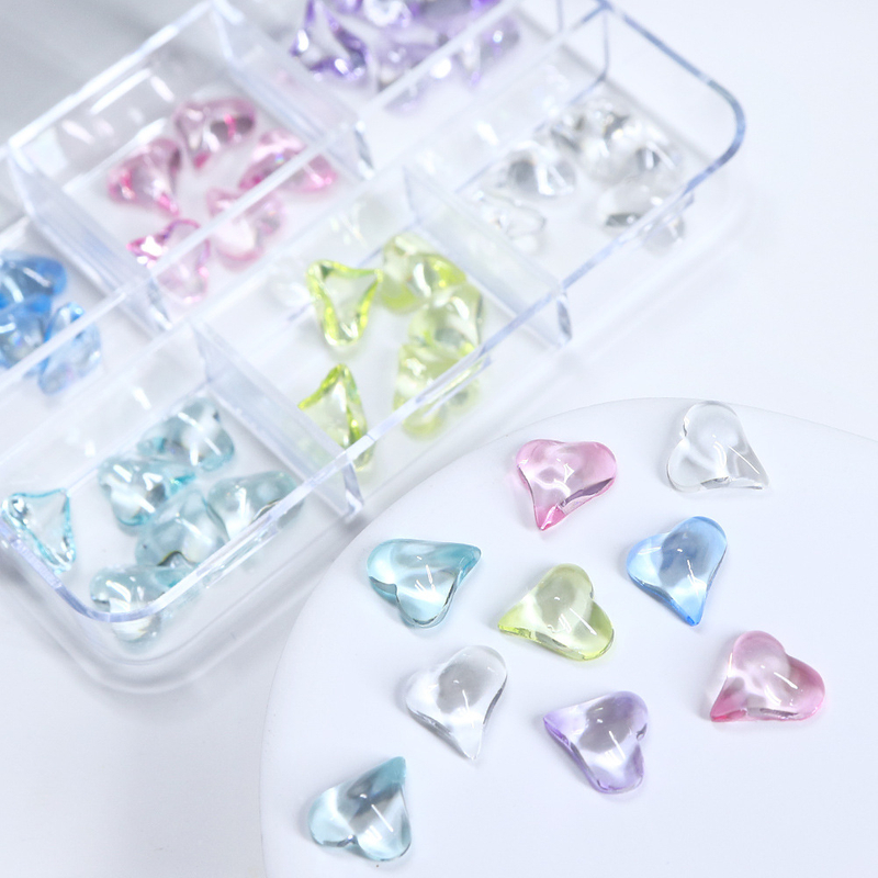 Summer Ice Heart Nail Decoration Crystal Flat Back Resin Charm Nail Accessories
