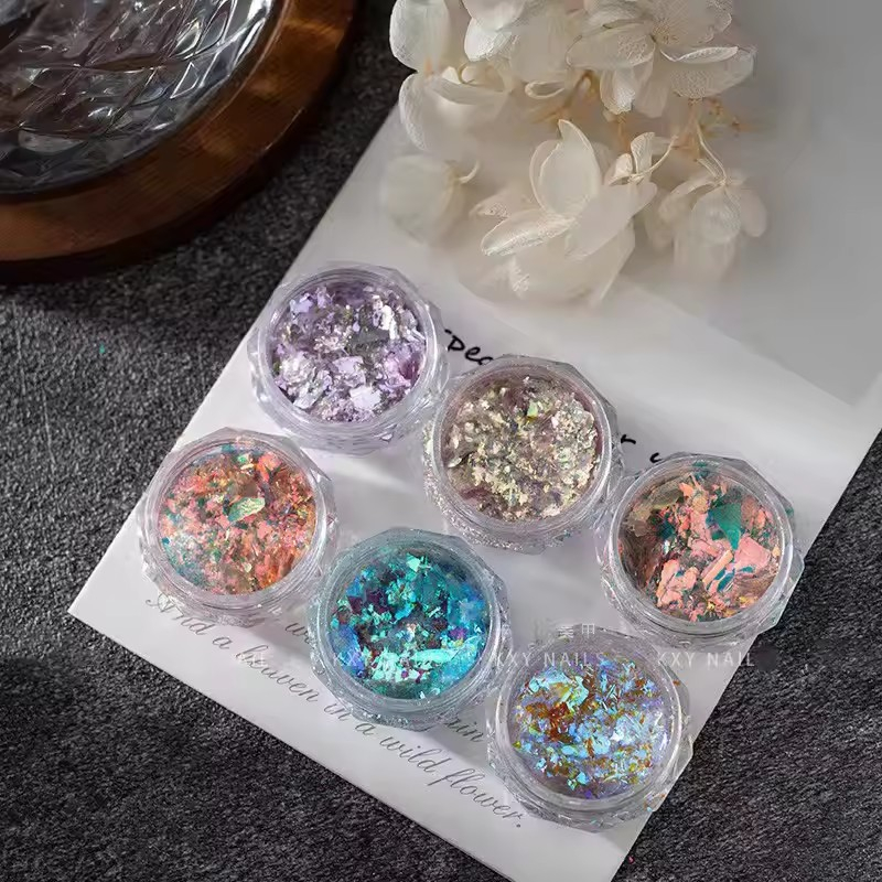 Nail Art Tool Chameleon Flakes Foil Holographic Nail Powder Shifting Glitter Opal Iridescent Polish Acrylic Powder