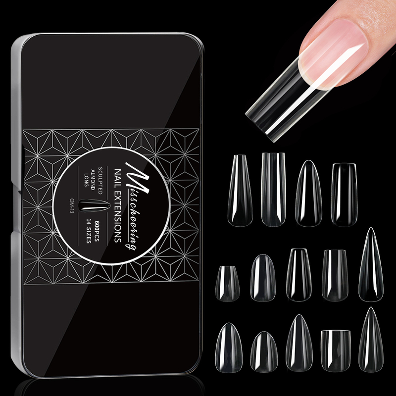 High Quality 600pcs/box Full Cover Clear Color Soft Gel Tips 