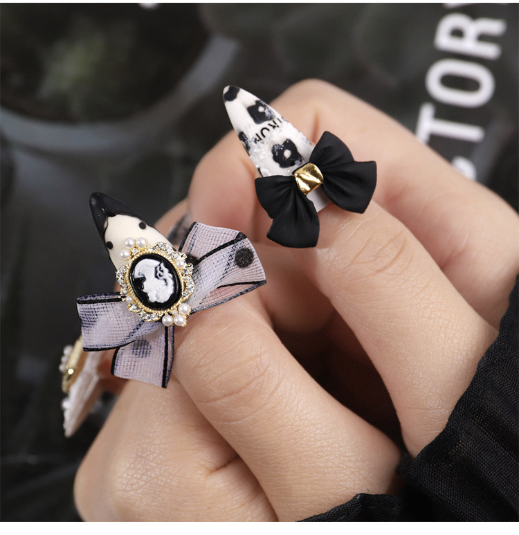 Nail Japanese Nail Art Bow Jewelry Frosted Alloy Ribbon Nail Jewelry