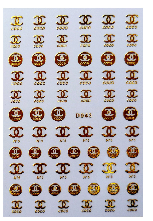 D043 CHANEL Brand Logo 3D Nail Art Sticker 