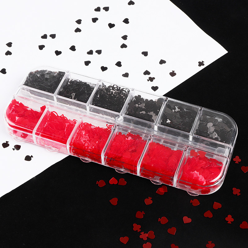 Nail Art Poker Sequin Letter Design Nail Sequin