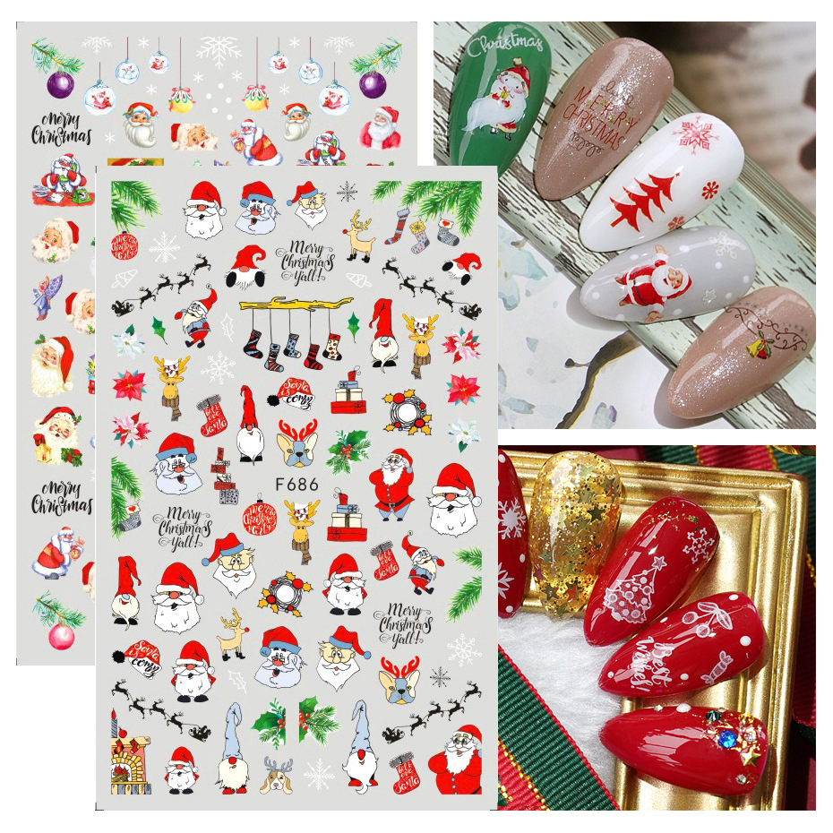 F682-F691 Halloween And Christmas 3D Nail Sticker 