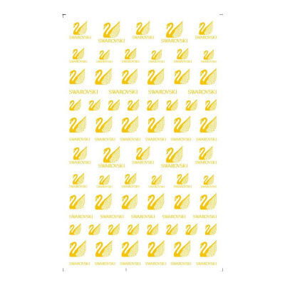 Swarovski Brand Logo Gold Silver Color 3D Nail Art Sticker