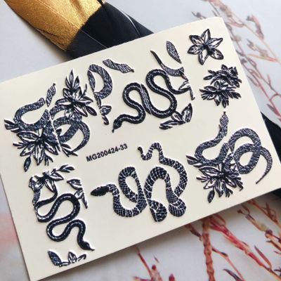  Snake Motif Emboss 6D Nail Sticker with Good Quality 