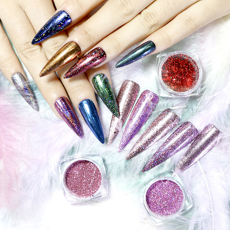 Colorful Foil Nail Glitter Powder Set