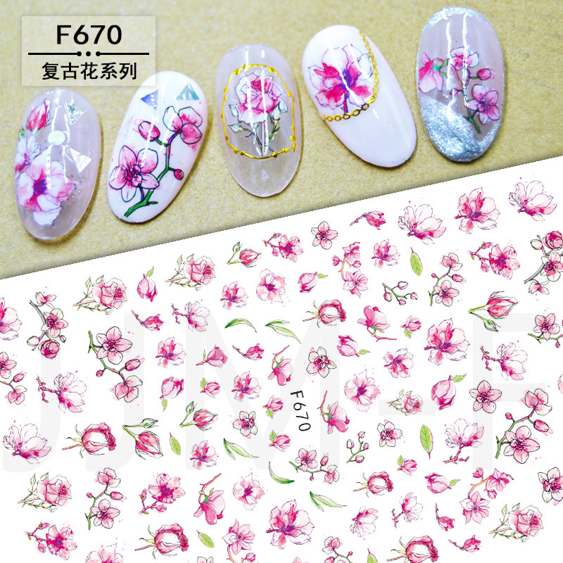 F670 Rose Flower Gardon Self-adhesive Nail Art Sticker
