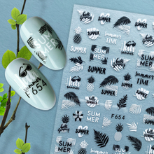 F654-F661 white And black Color Summer 3D Nail Sticker 