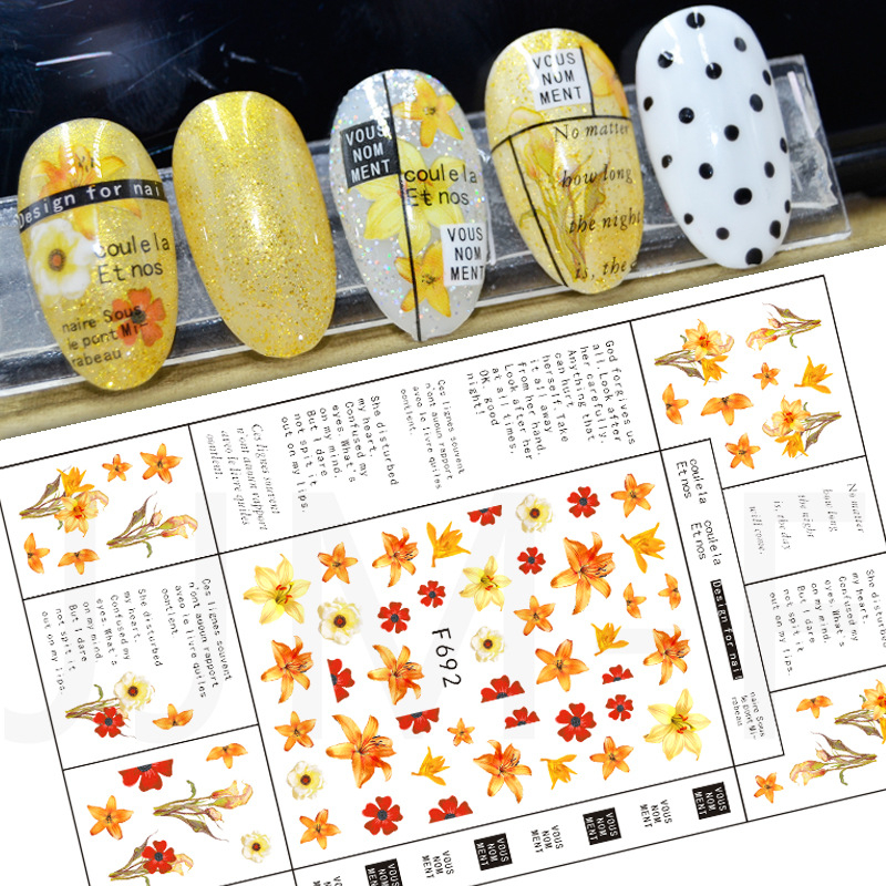 F692 Poster Flower Self-adhesive Nail Art Sticker