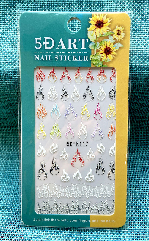 5D Embossed Flame Nail Sticker