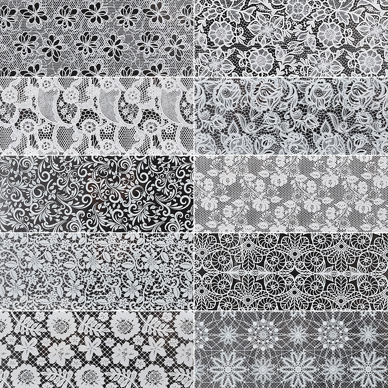 10 designs White Lace Nail Art Transfer Foil Sticker 