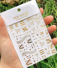 WG538-543 Gold Star Moon And Line Nail 3D Sticker