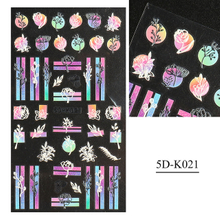 5D Embossed Flower Nail sticker