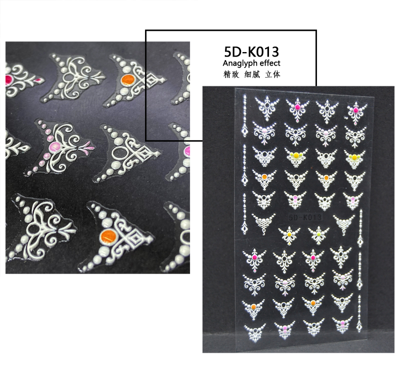 5D Embossed Lace Flower Nail sticker