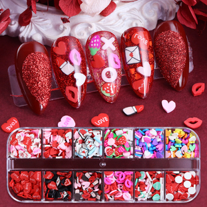 12 Grid Valentine's Clay Mixed Style Heart Polymer Clay