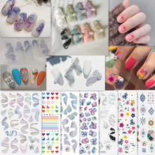 Flower Silk Ribbon Adhesive Nail Sticker