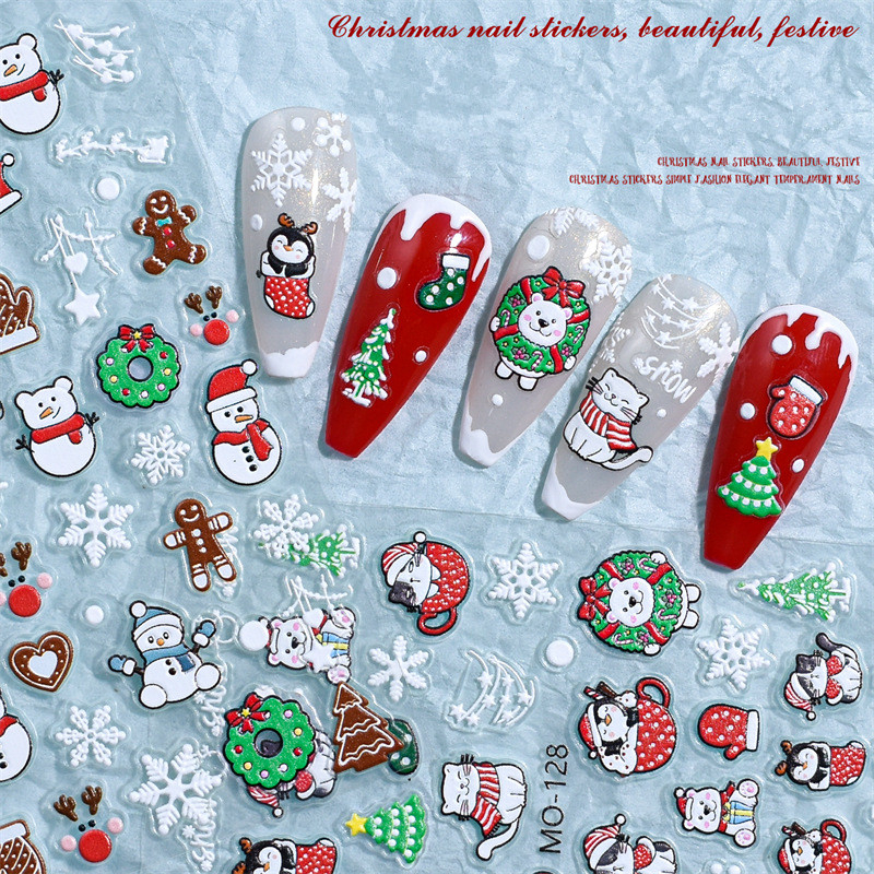Christmas Snow Adhesive Embossed Nail Sticker