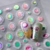 Realistic Pink Green Colore 3d Nail Sticker