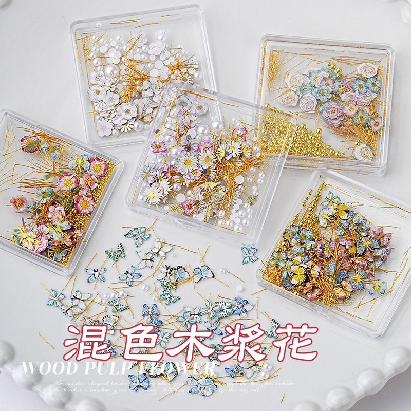 Ultra-thin Wood Pulp Flowers Nail Accessories