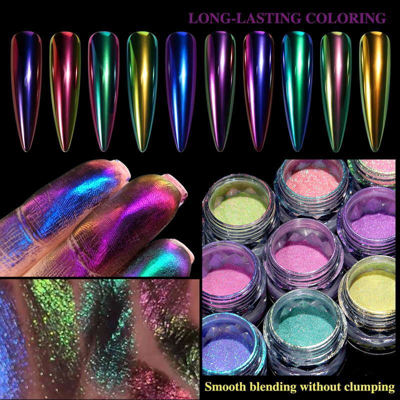 New Macaron Chameleon Aurora Colorful Neon Powder Fairy Nails Powder