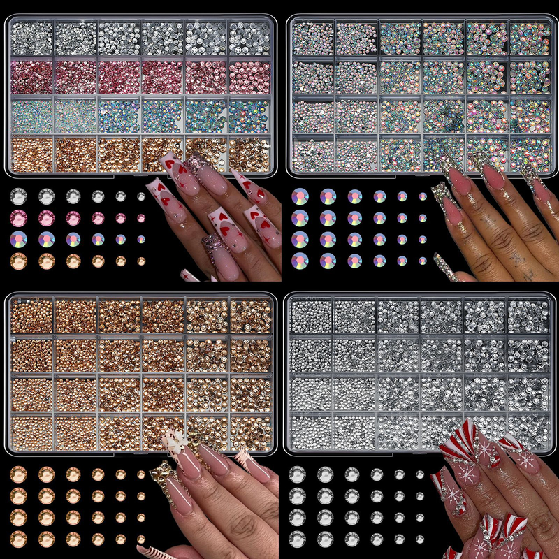 24 Grid Flatback Mixed Nail Rhinestone Nail Jewelry
