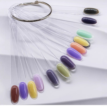 50pcs Color Card Oval Nail Tips Display Clear Color False Nail Tip for Gel Polish Practice Nail Art Tool Fan Shaped Palette