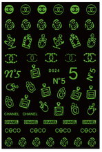D024 Glow In Night Brand Logo 3D Nail Art Sticker