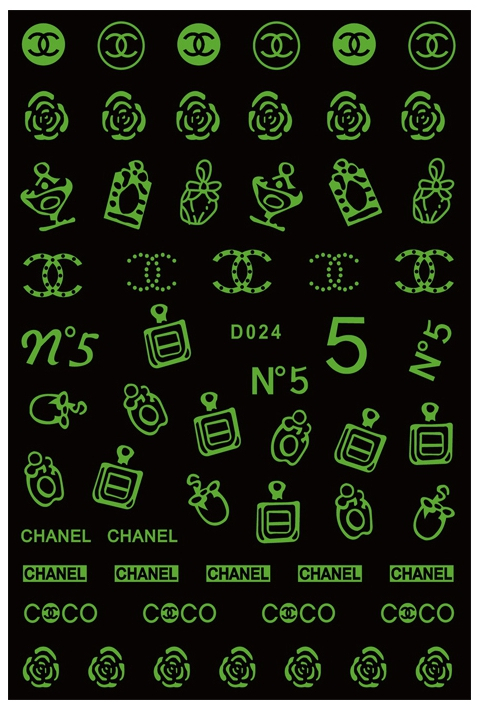 D024 Glow In Night Brand Logo 3D Nail Art Sticker