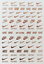 XF3186 Rose Gold Nike Logo Brand Design 3D Nail Art Sticker