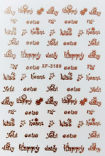 XF3189 Rose Gold 3D Nail Art Sticker