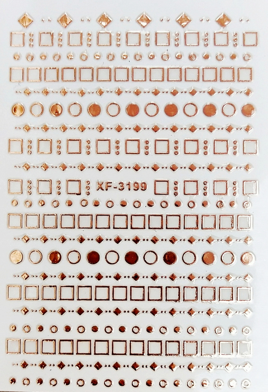 XF3199 Rose Gold 3D Nail Art Sticker