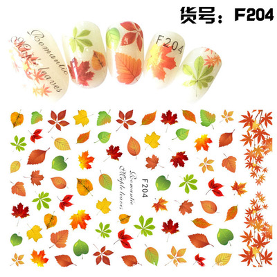 F204 F606 F607 Autumn The Fall Maple Leaf LeavesNail Sticker