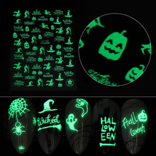 CY010-018 Glow In Dark Halloween Party 3D Nail Sticker