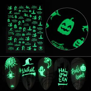CY010-018 Glow In Dark Halloween Party 3D Nail Sticker