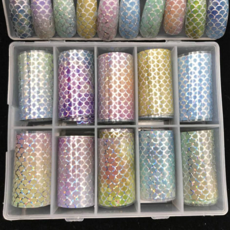 Holographic Mermaid Motif Nail Transfer Foil Set 